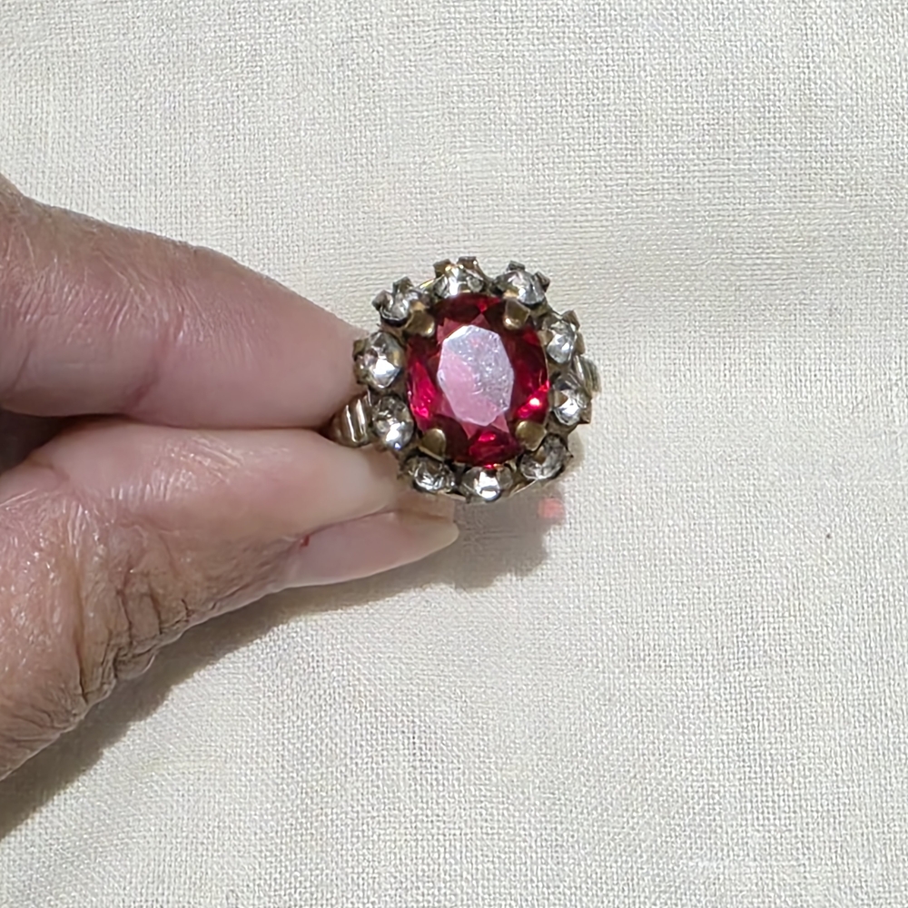Elegant Red and Silver Gemstone Ring